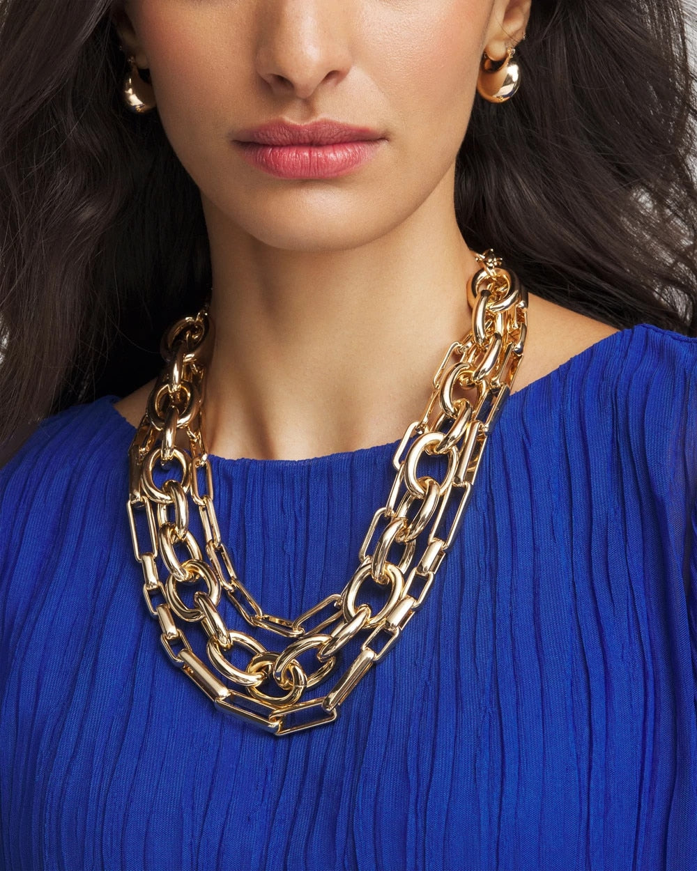 Chico's | Convertible Three-Strand Chain Necklace/ Gold