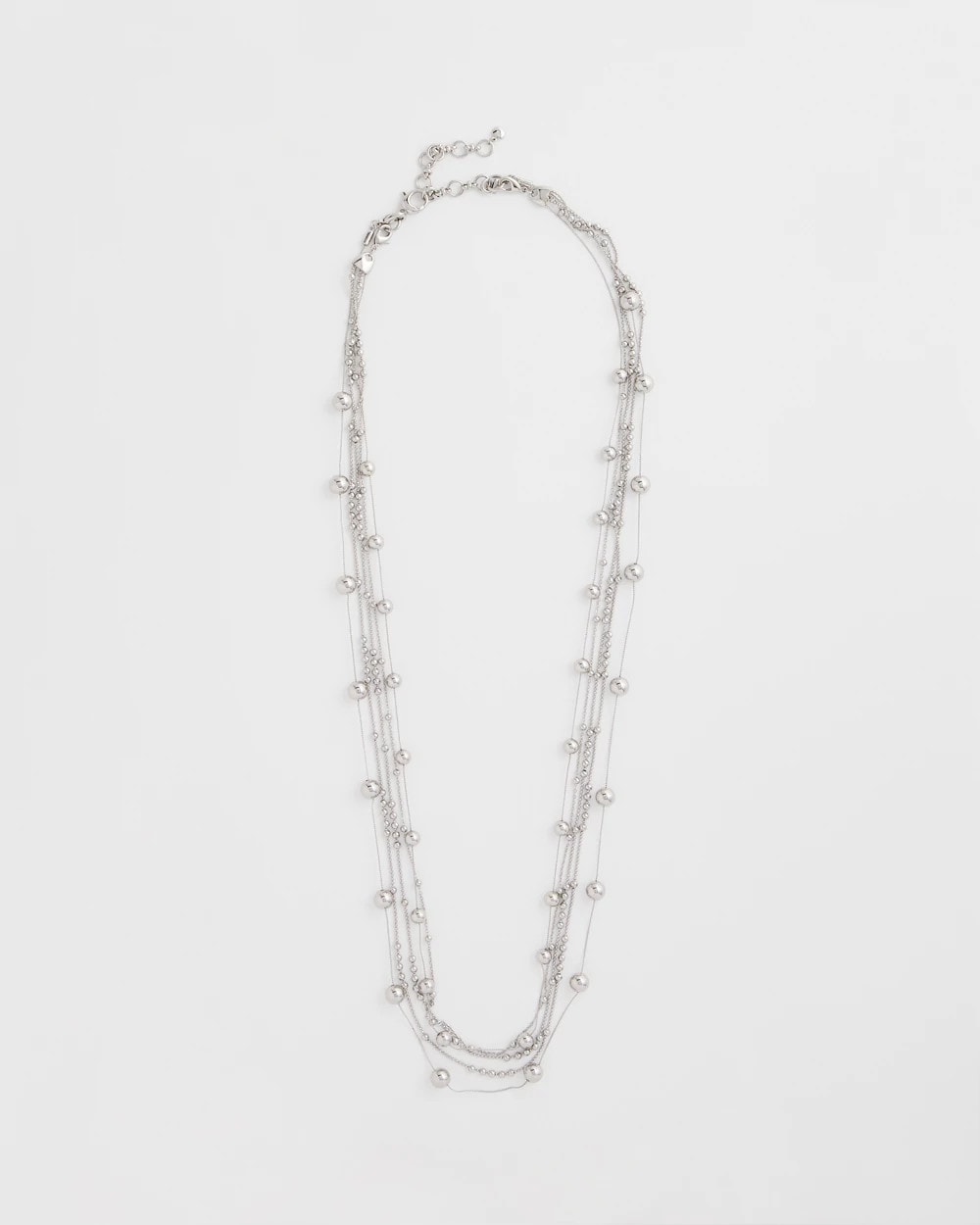 Chico's | Multistrand Beaded Silvertone Necklace/ Silver