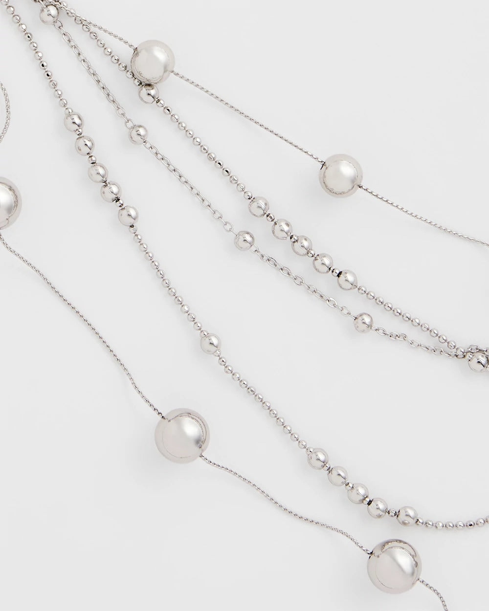 Chico's | Multistrand Beaded Silvertone Necklace/ Silver