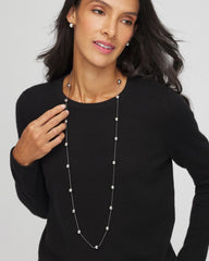 Chico's | Multistrand Beaded Silvertone Necklace/ Silver