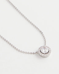Chico's | Silver Tone Drop Stone Necklace/ Silver