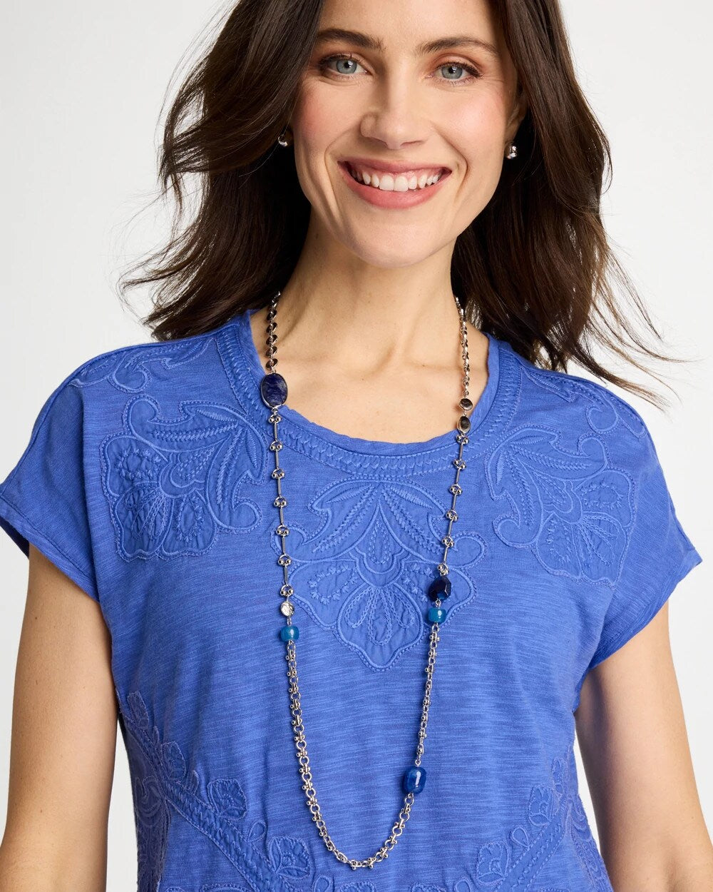 Chico's | Blue Accent Long Single Strand Necklace/ Blue