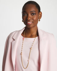 Chico's | Pink Accent Long Single Strand Necklace/ Pink