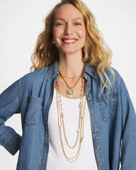 Chico's | Pink Accent Long Single Strand Necklace/ Pink