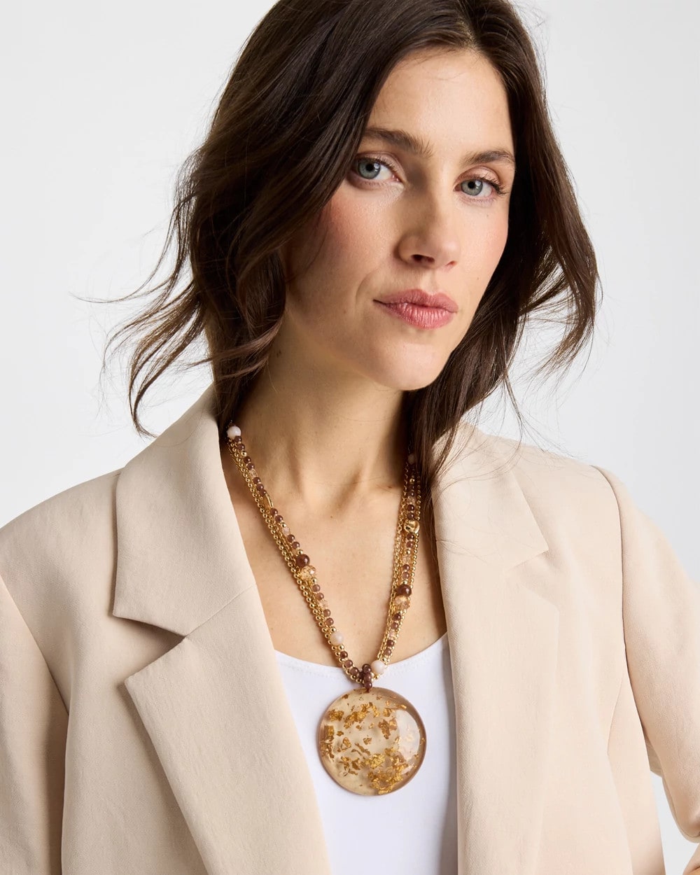 Chico's | Gold Foil Pendant Necklace/ Neutral