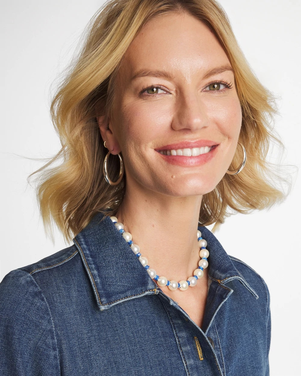 Chico's | Short Pearl Blue Necklace/ Blue