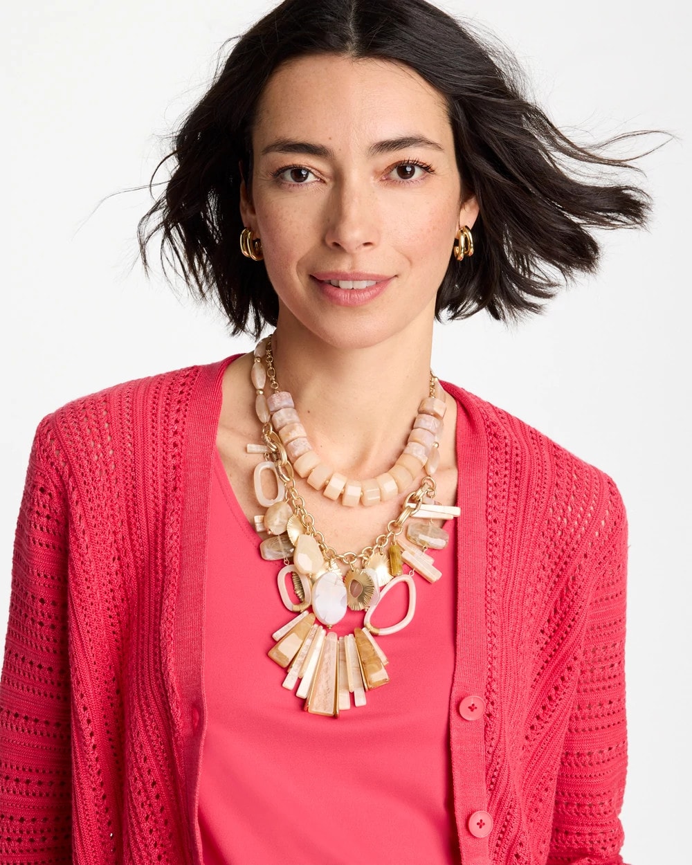 Chico's | Chico's Originals Neutral Stone Bib Necklace/ Neutral