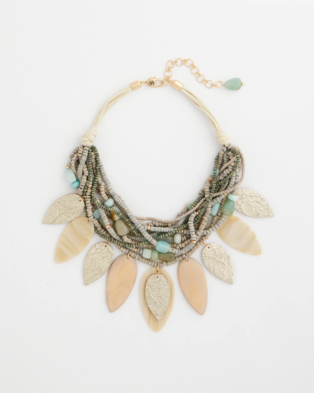 Chico's | Multistrand Wood Petal Necklace/ Aqua