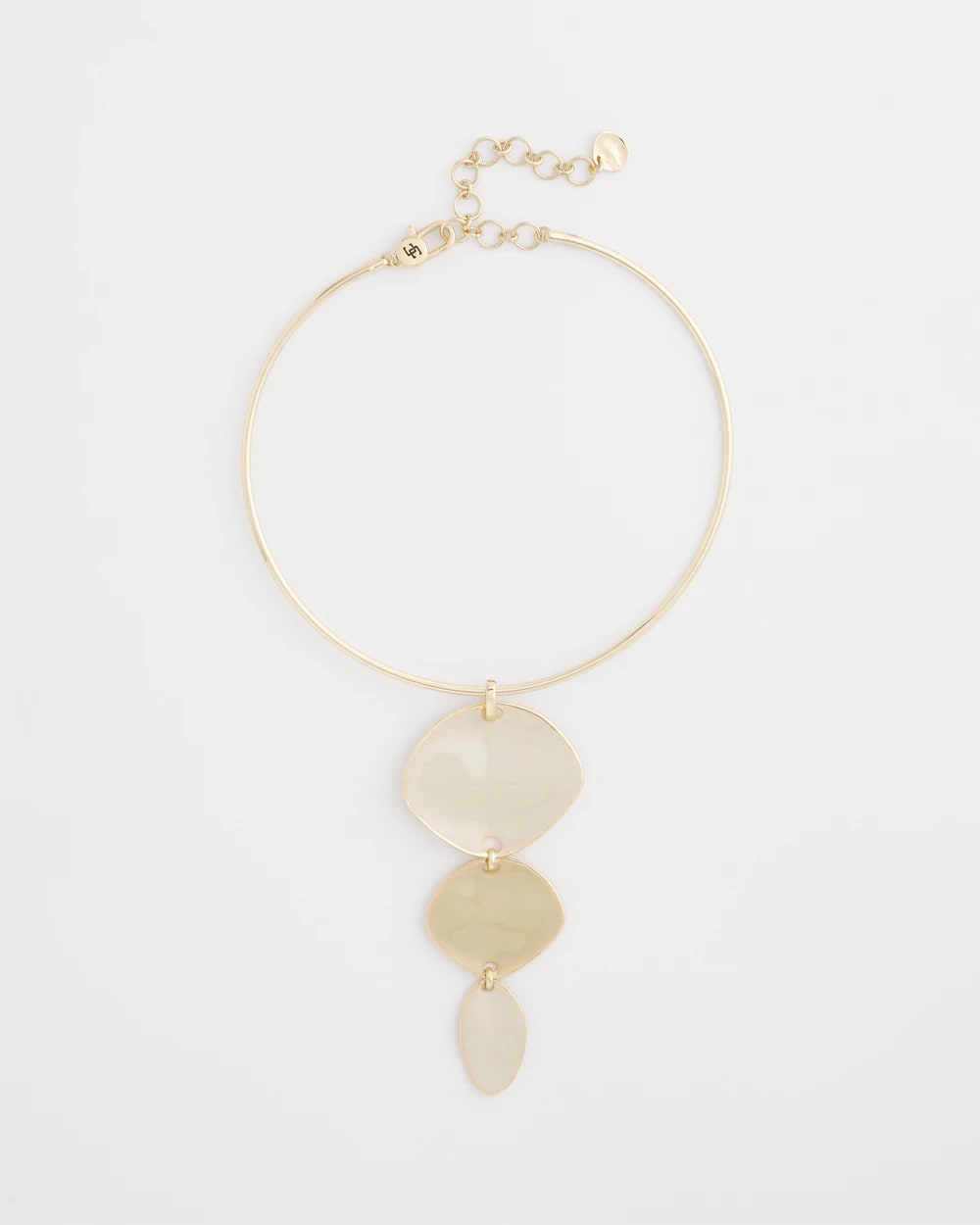 Chico's | Linear Reversible Pendant Necklace/ White/Gold