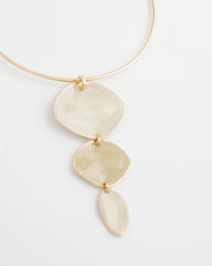 Chico's | Linear Reversible Pendant Necklace/ White/Gold