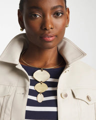 Chico's | Linear Reversible Pendant Necklace/ White/Gold