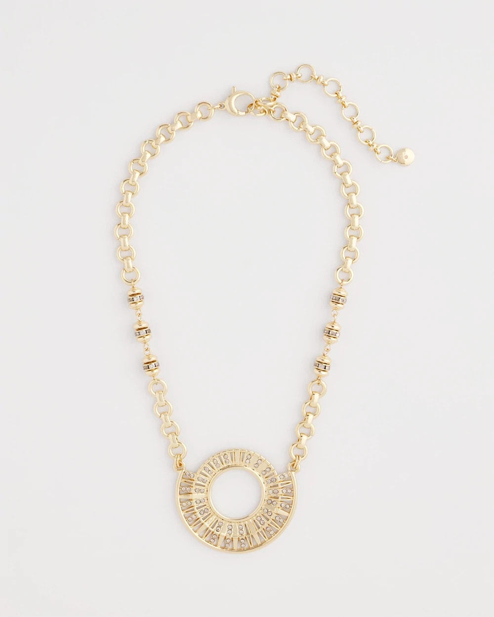 Chico's | Sparkling Goldtone Circle Pendant Necklace/ Gold