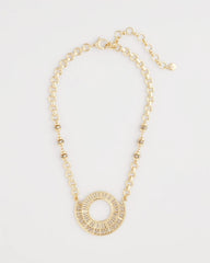 Chico's | Sparkling Goldtone Circle Pendant Necklace/ Gold