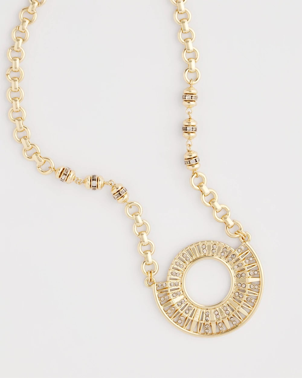 Chico's | Sparkling Goldtone Circle Pendant Necklace/ Gold