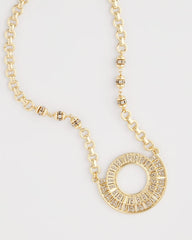 Chico's | Sparkling Goldtone Circle Pendant Necklace/ Gold