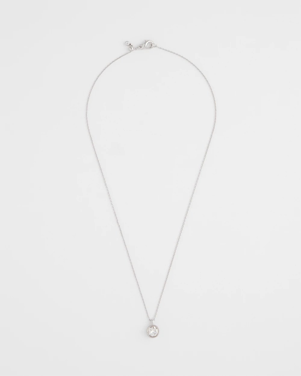 Chico's | Bezel Set Pendant Silvertone Necklace/ Silver