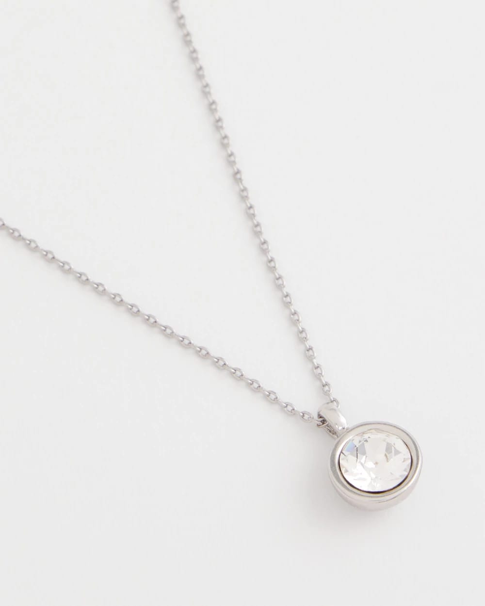 Chico's | Bezel Set Pendant Silvertone Necklace/ Silver