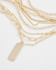 Chico's | Convertible Gold Pave Pendant Necklace/ Gold