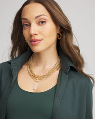 Chico's | Convertible Gold Pave Pendant Necklace/ Gold