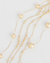 Chico's | Multistrand Beaded Goldtone Necklace/ Gold
