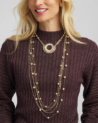 Chico's | Multistrand Beaded Goldtone Necklace/ Gold