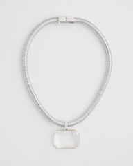 Chico's | Silvertone Gem Pendant Cord Necklace/ Silver