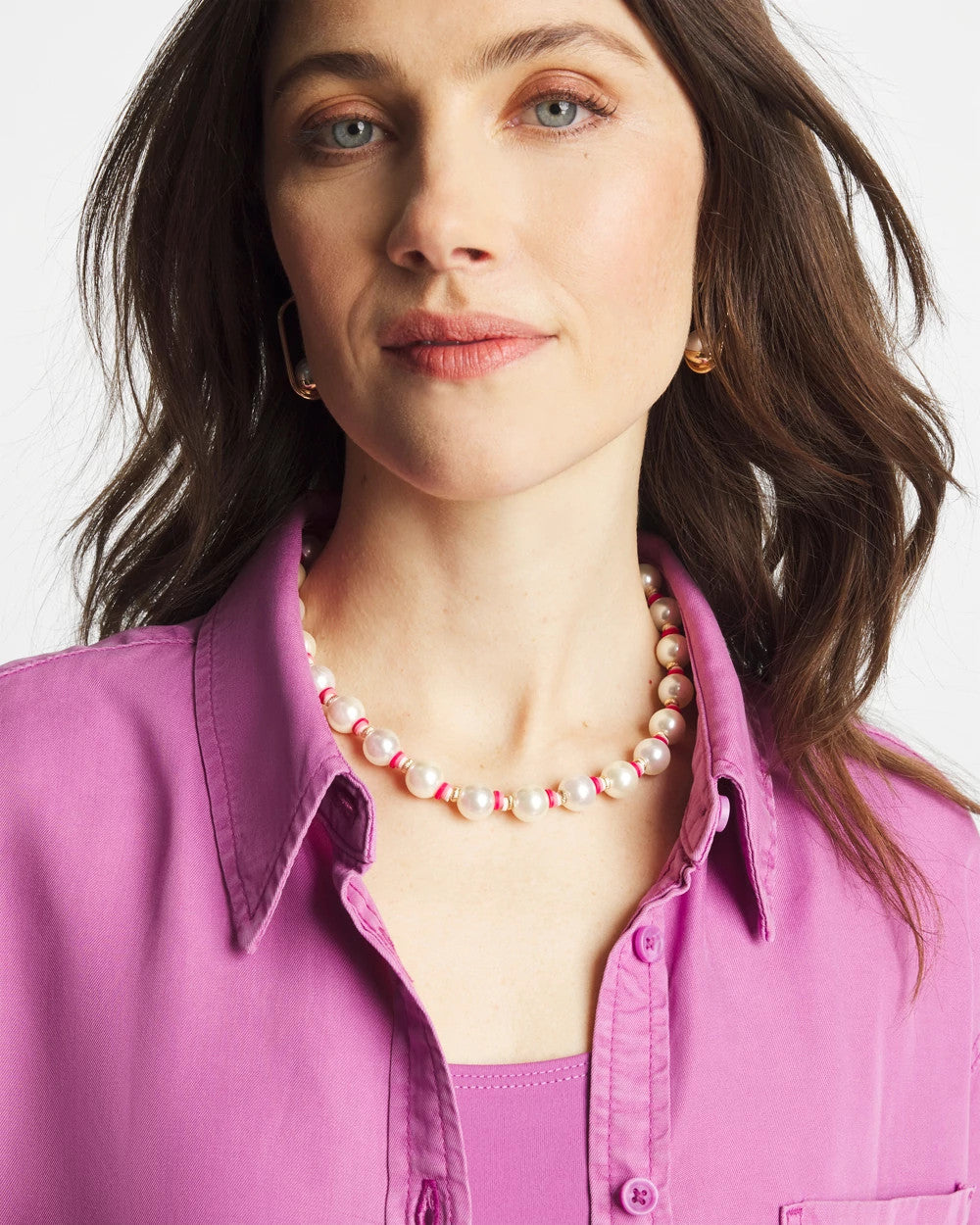 Chico's | Short Pearl Pink Necklace/ Pink