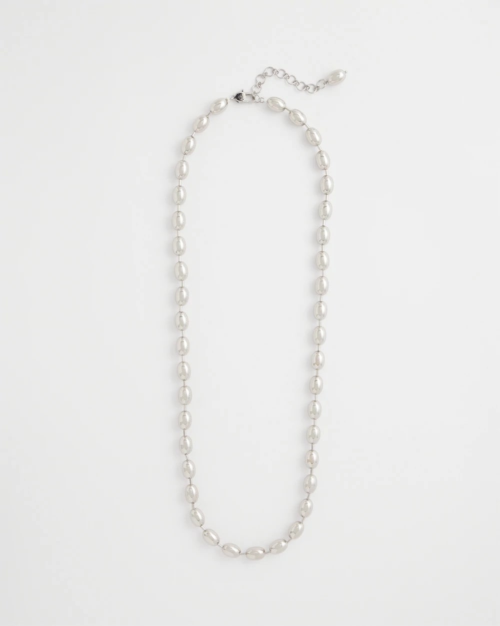 Chico's | Silver Bead Long Single Strand Necklace/ Silver