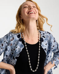 Chico's | Silver Bead Long Single Strand Necklace/ Silver