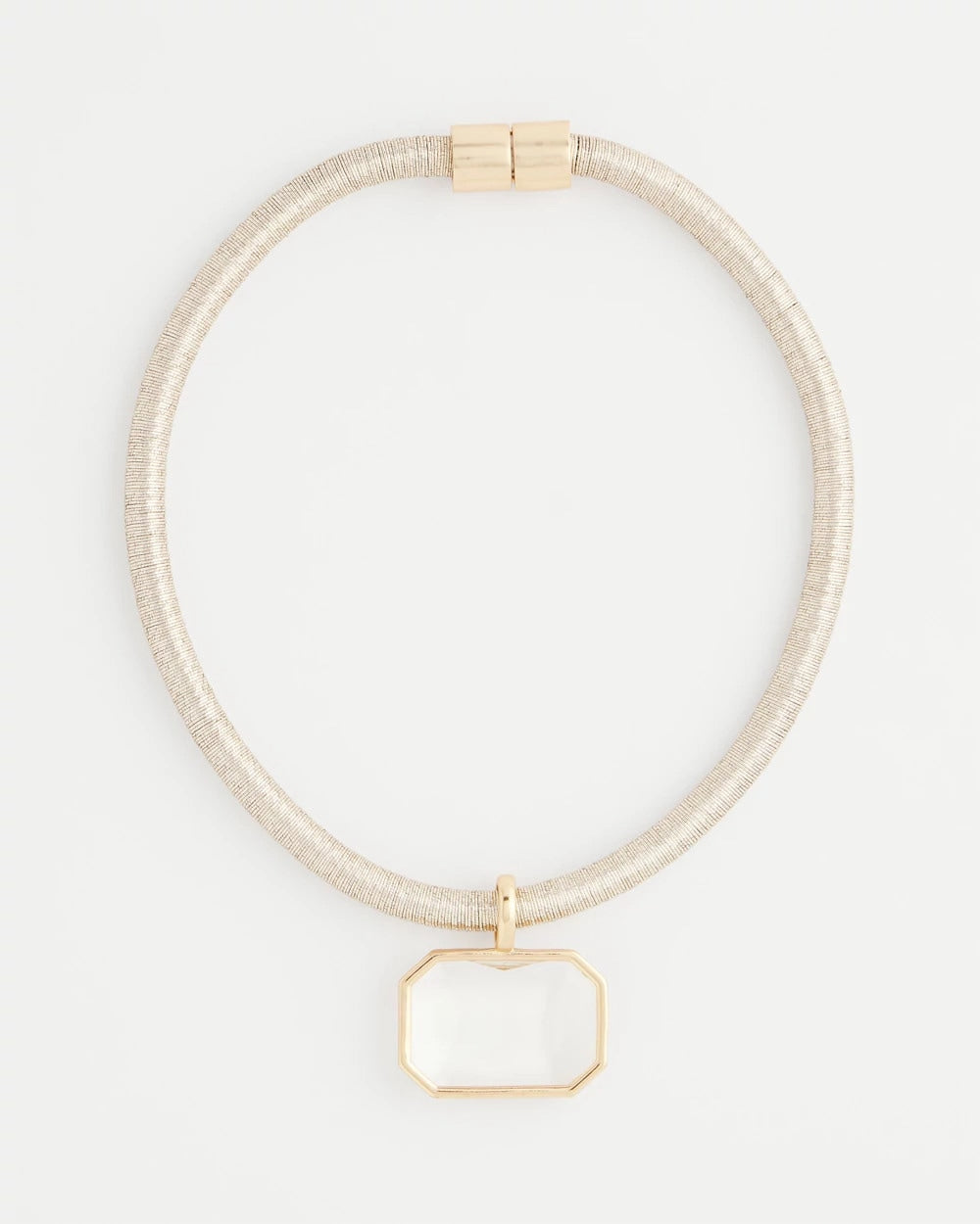 Chico's | Goldtone Glass Gem Pendant Cord Necklace/ Gold