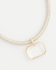 Chico's | Goldtone Glass Gem Pendant Cord Necklace/ Gold