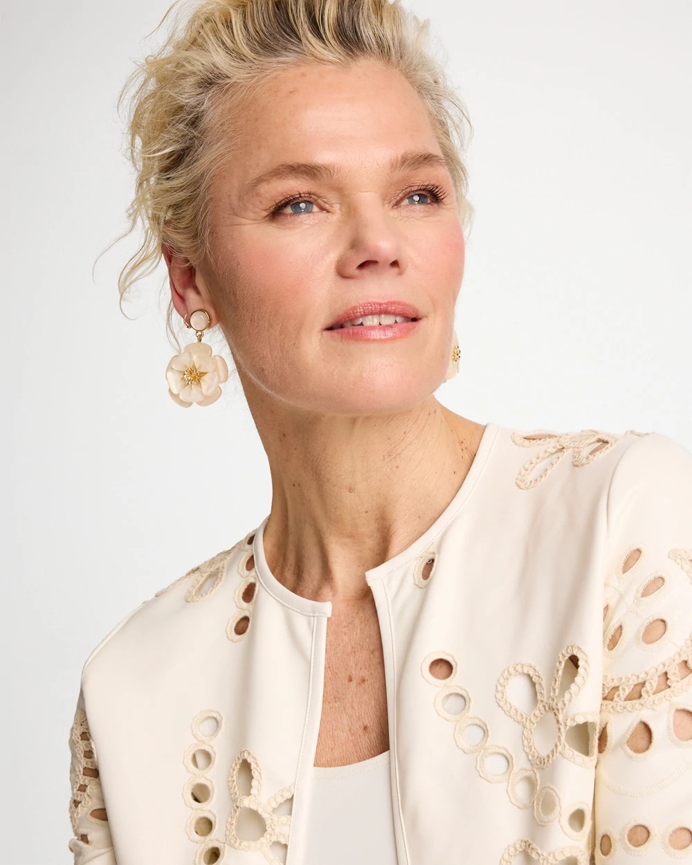 Chico's | Neutral Flower Drop Earrings/ Neutral