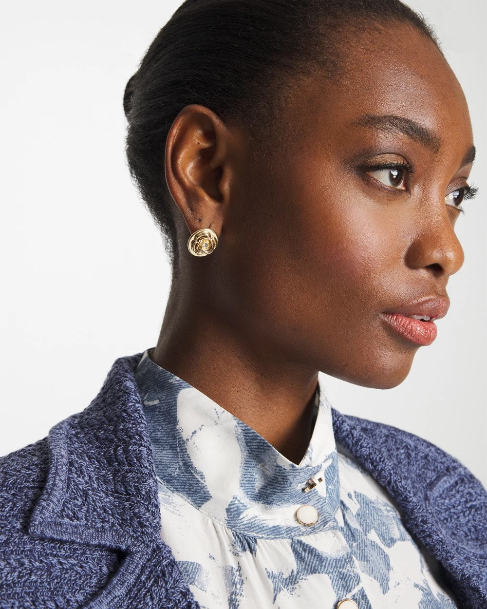 Chico's | Lucky Coin Flower Stud Earrings/ Gold