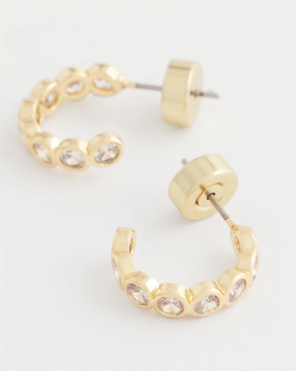 Chico's | Goldtone Crystal Mini Hoop Earrings/ Gold