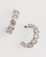 Chico's | Silvertone Crystal Mini Hoop Earrings/ Silver