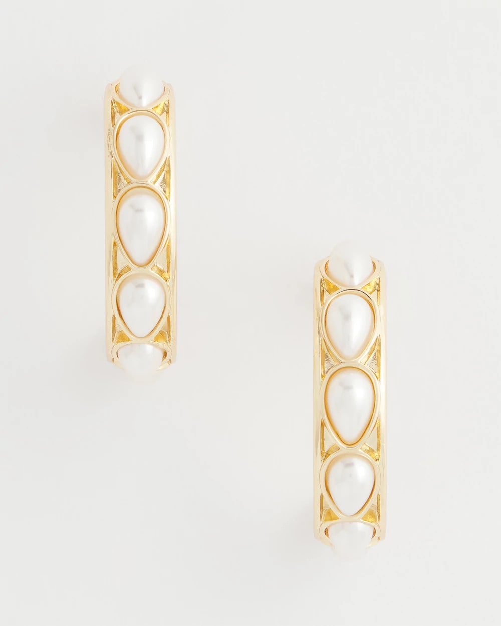 Chico's | No Droop® Faux Pearl Hoop Earrings/ Pearl