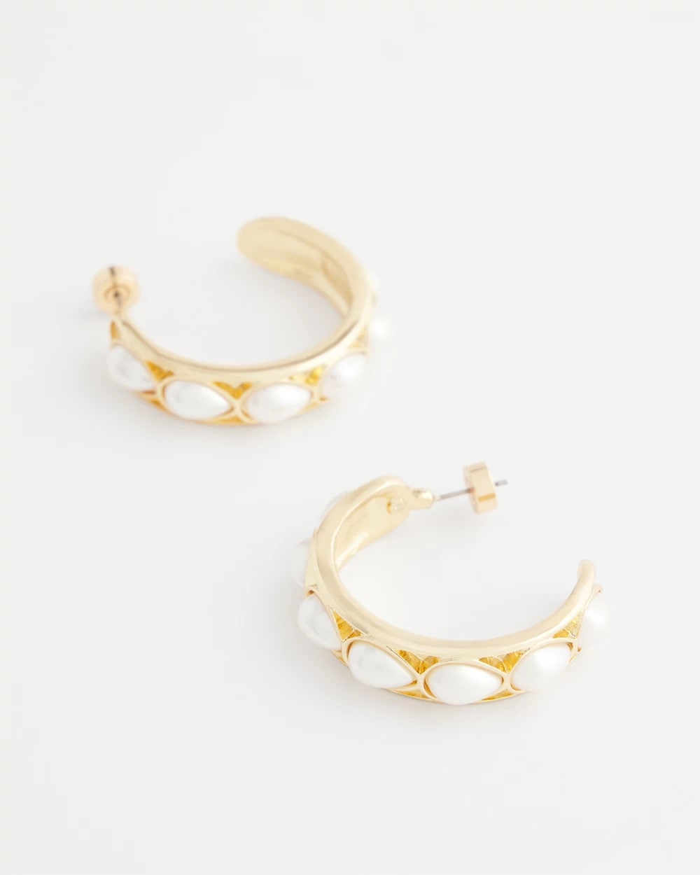 Chico's | No Droop® Faux Pearl Hoop Earrings/ Pearl