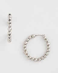 Chico's | Silvertone Beaded Hoop Earrings/ Silver