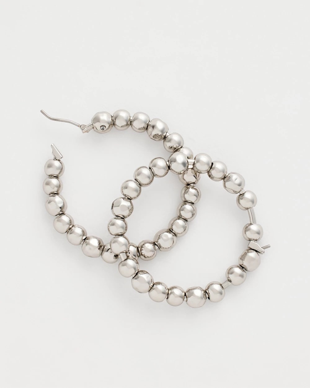 Chico's | Silvertone Beaded Hoop Earrings/ Silver