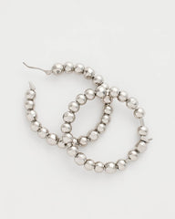 Chico's | Silvertone Beaded Hoop Earrings/ Silver