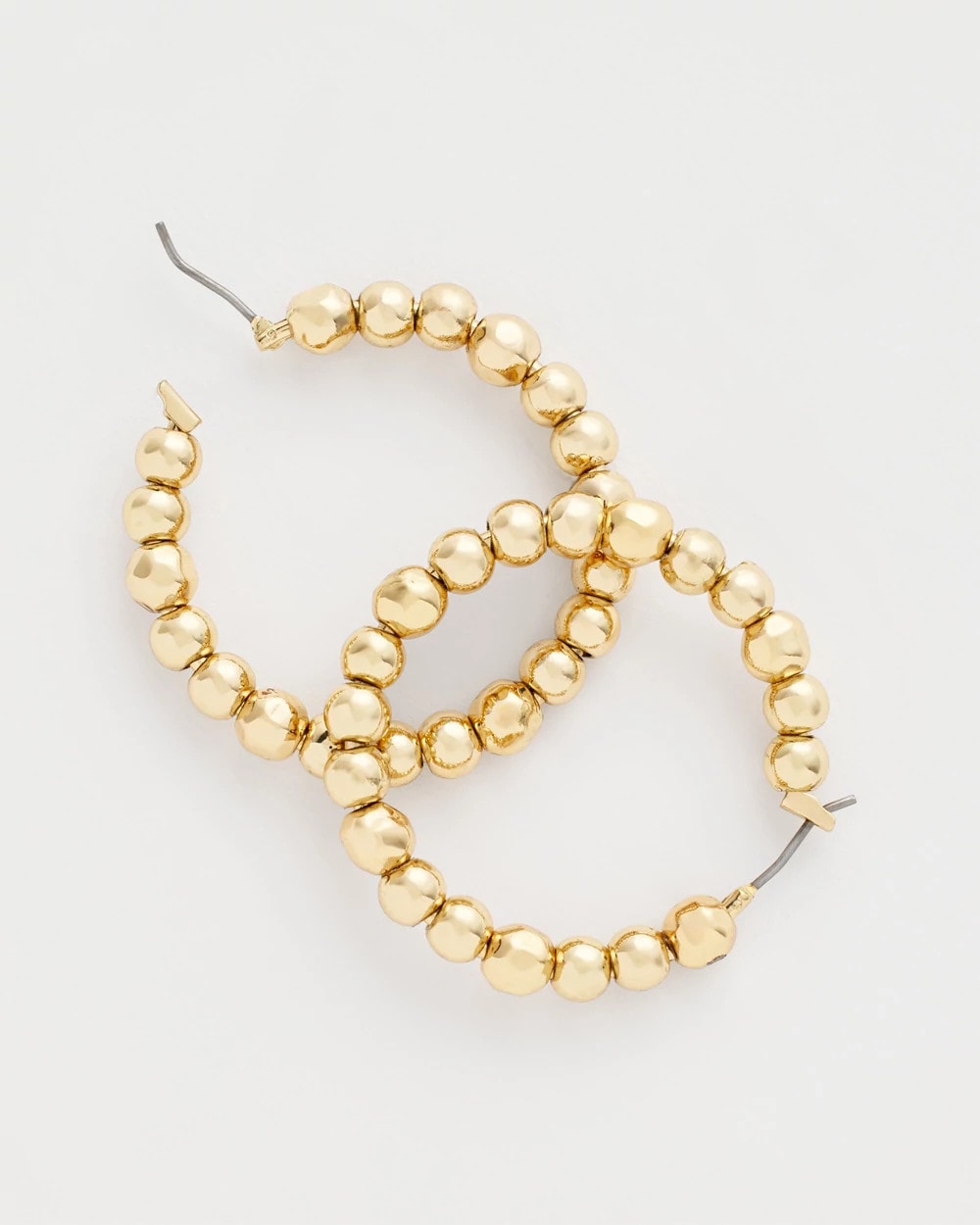 Chico's | No Droop® Golden Beaded Hoop Earrings/ Gold