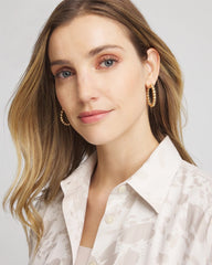 Chico's | No Droop® Golden Beaded Hoop Earrings/ Gold