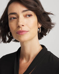 Chico's | Silver Wavy Hoop Earrings/ Silver