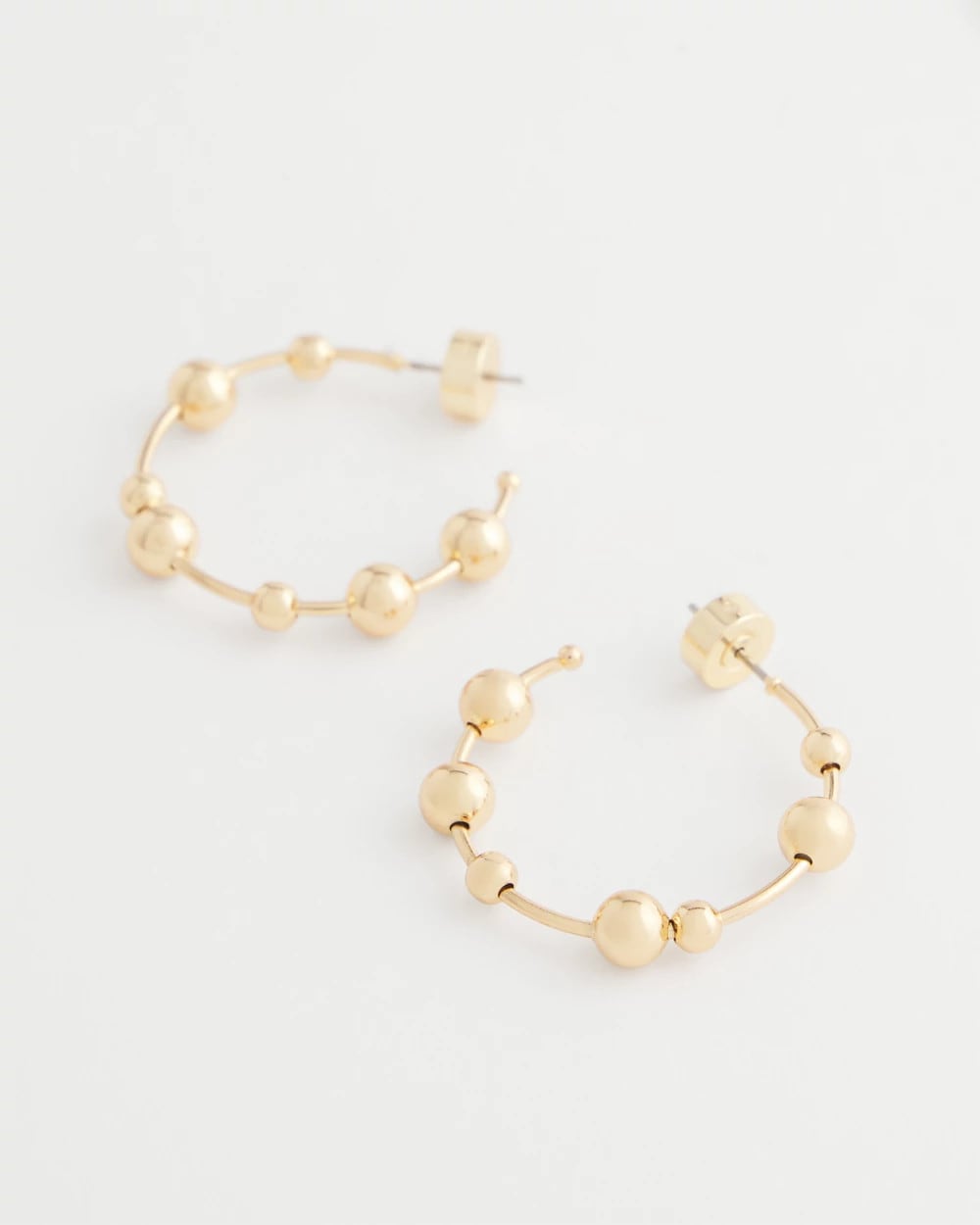 Chico's | Goldtone Beaded Hoop Earrings/ Gold