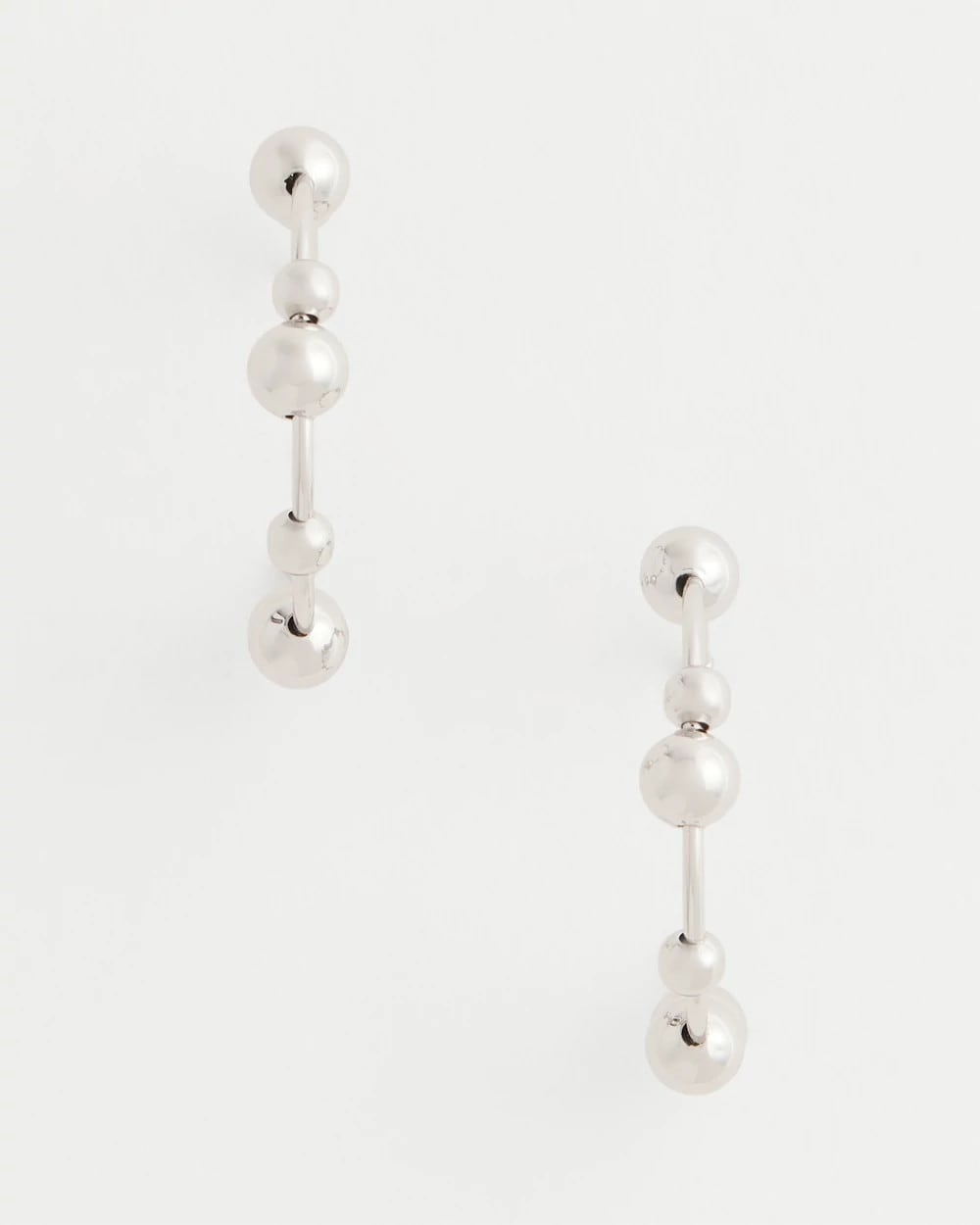 Chico's | Silvertone Beaded Hoop Earrings/ Silver