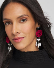 Chico's | Red Rose Drop Earrings/ Red
