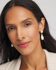 Chico's | Faux Pearl Drop Earrings/ Neutral