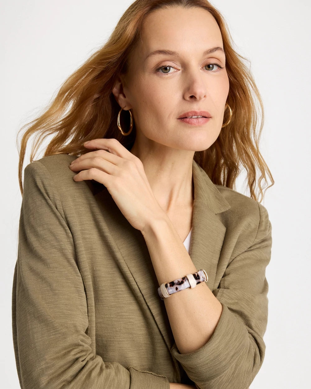 Chico's | Tortoise Spider Lily Stretch Bangle/ Neutral