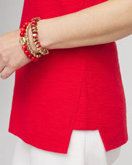 Chico's | Textured Sleeveless V-Neck Tunic/ Red Glow