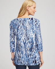 Chico's | Animal Print Square Neck Tunic/ Classic Navy